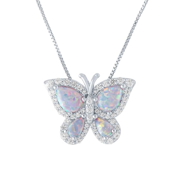 Gemstone Classics&#40;tm&#41; Sterling SilverOpal/Sapphire Butterfly Pendant - image 