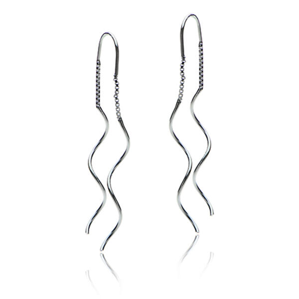 Sterling Silver Squiggle Threader Earrings - image 
