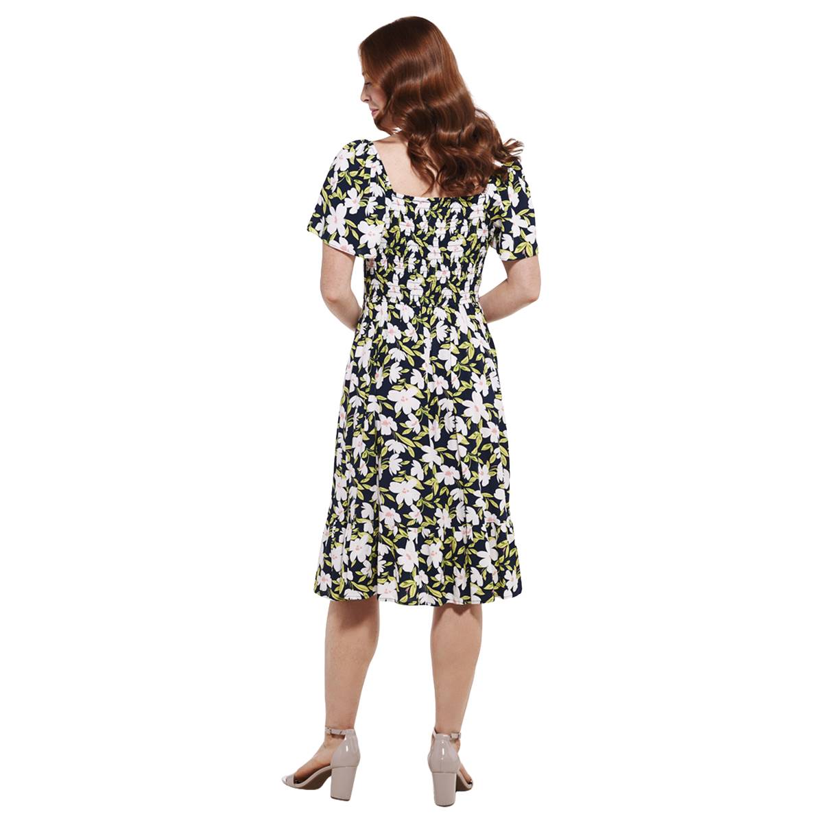 Womens Luxology Short Sleeve Floral Challi A-Line Dress
