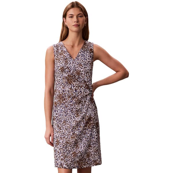 Womens Calvin Klein Sleeveless V Neck Flecked Animal Dress - image 
