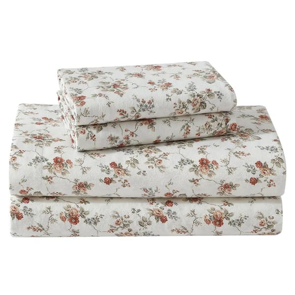 Laura Ashley Le Fleur Cotton Flannel Sheet Set - image 