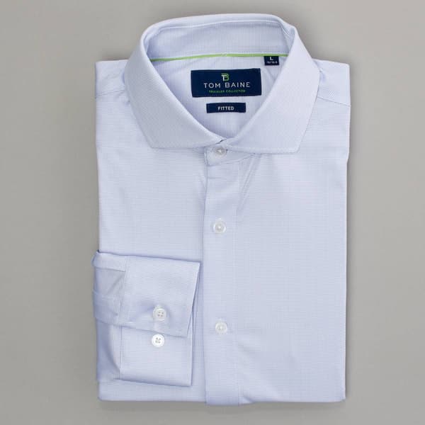 Mens Tom Baine Grey Dotted Fitted Traveler Dress Shirt