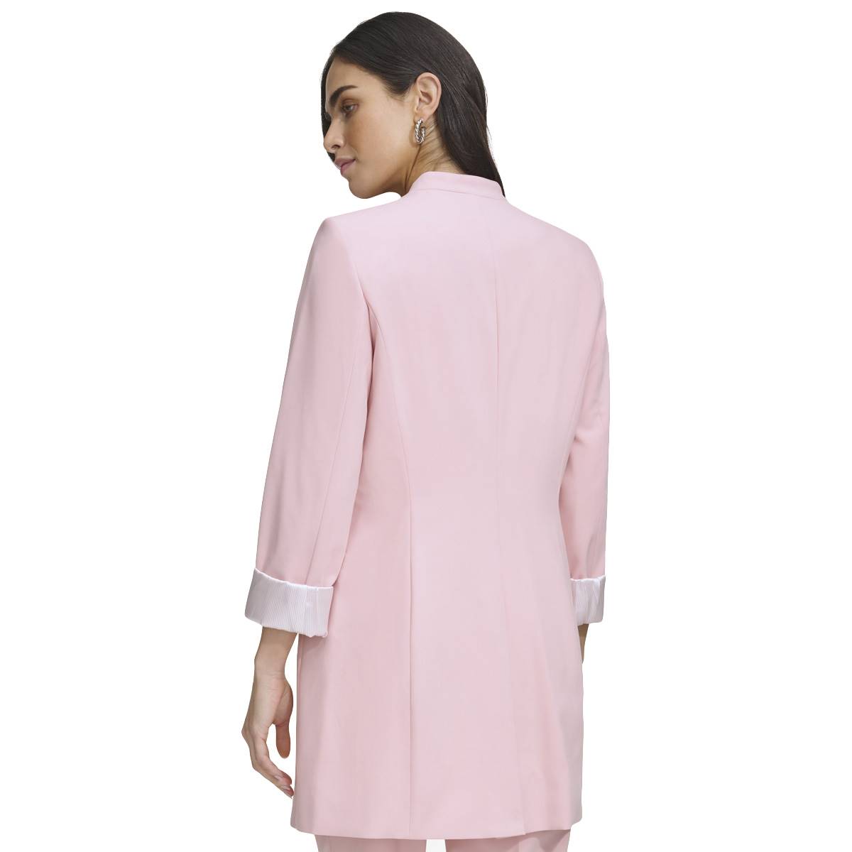 Womens Calvin Klein Roll Tab Sleeve Open Solid Luxe Jacket