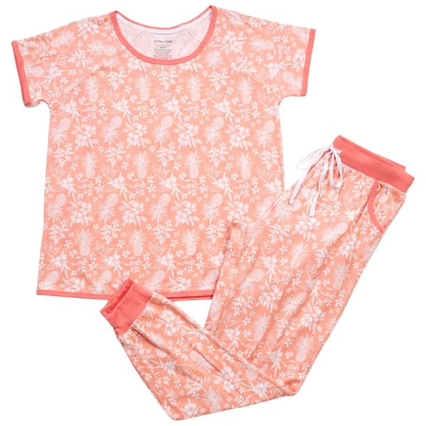 Juniors Pillow Talk Short Sleeve Tropical Jogger Pajama Set - image 