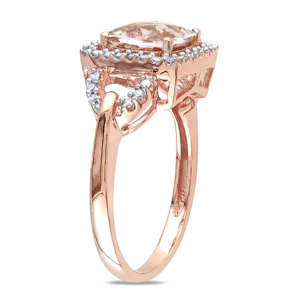 Gemstones Classics™ 10kt. Rose Gold Diamonds Morganite Halo Ring