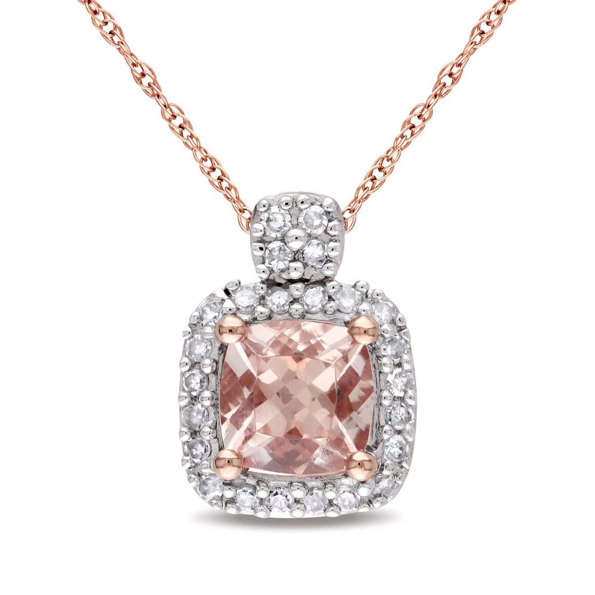 Gemstone Classics™ 10kt. Rose Gold Diamond Cushion Pendant