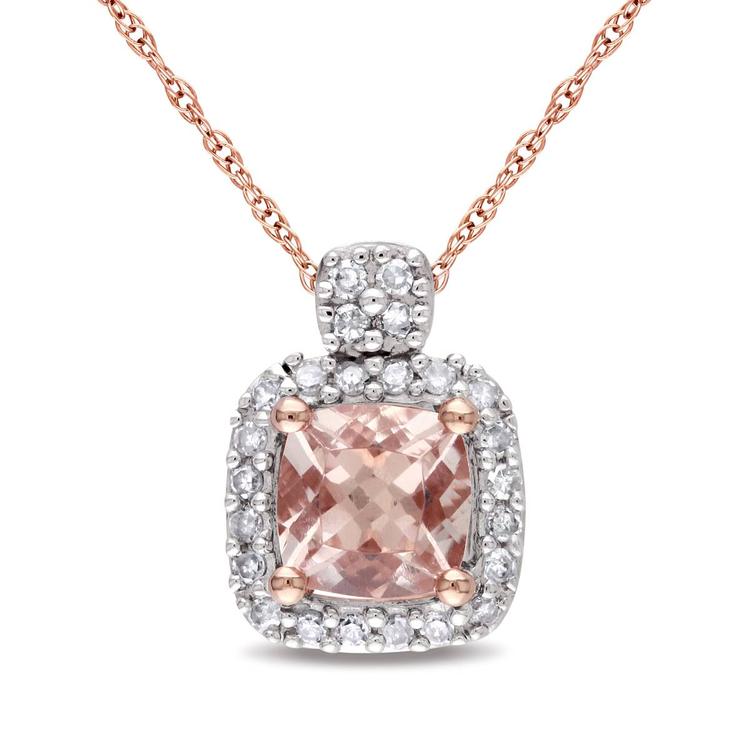 Gemstone Classics(tm) 10kt. Rose Gold Diamond Cushion Pendant