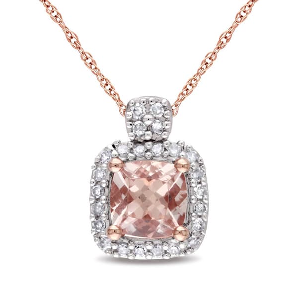 Gemstone Classics(tm) 10kt. Rose Gold Diamond Cushion Pendant - image 
