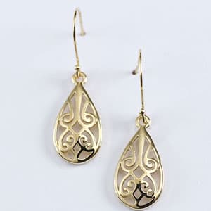 Danecraft 24kt. Gold over Sterling Teardrop Earrings - image 