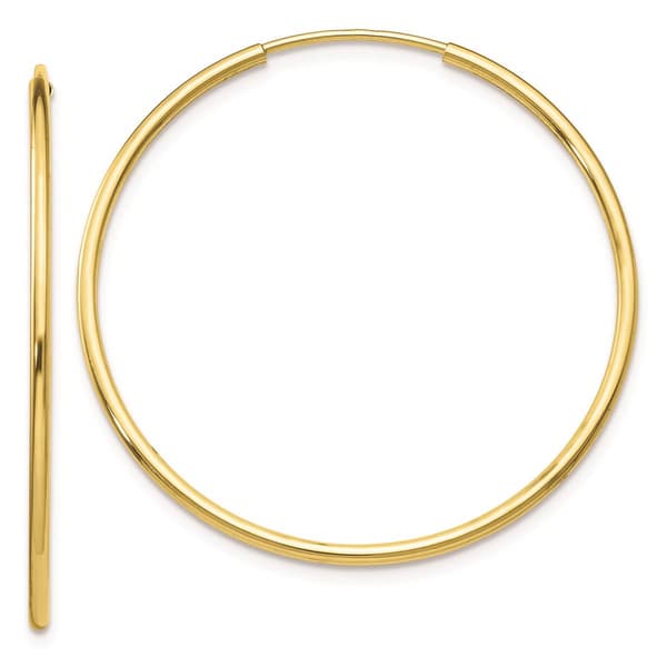 Gold Classics(tm) 10kt. Polished 34mm Endless Tube Hoop Earrings - image 