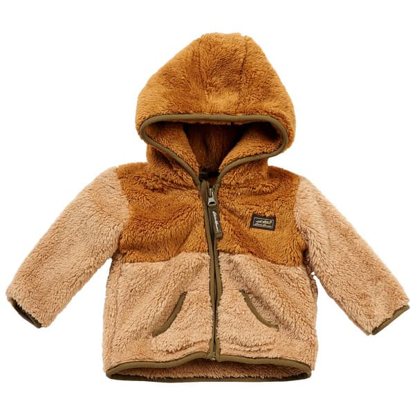 Baby Girl &#40;NB-9M&#41; Eddie Color Block Plush Hooded Jacket-Bronze - image 