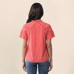 Womens Draper James Solid Flutter Sleeve Ruffle Neck Blouse