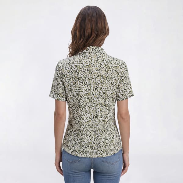 Petite Emily Daniels Short Sleeve Jacquard Dot Blouse