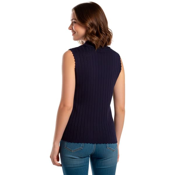 Womens Adrianna Papell Pointelle Polo Sweater Vest