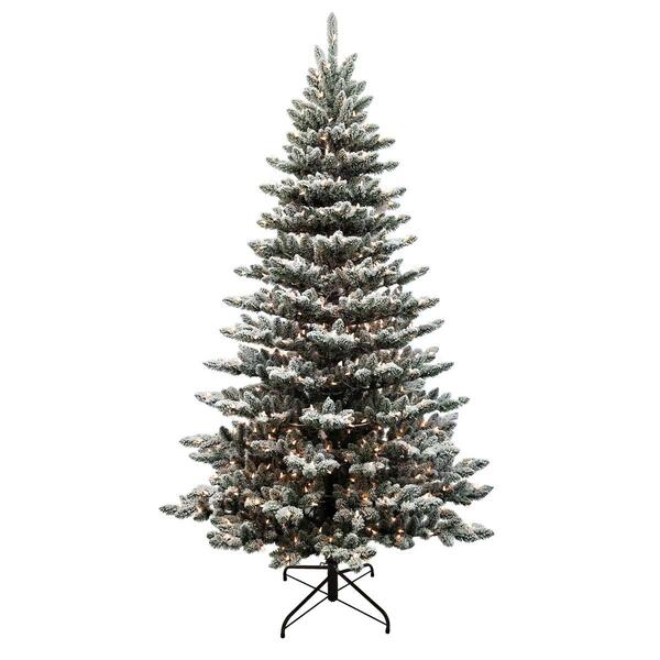 Kurt S. Adler 7.5ft. Pre-Lit Clear Christmas Snow Pine Tree - image 