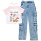 Girls (7-12) Tween Diva New York Raglan Tee with Cargo Jeans - image 2