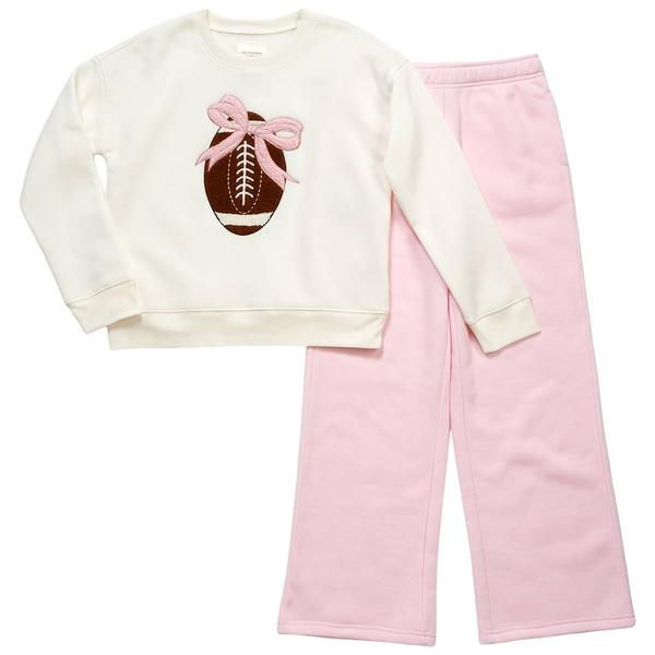 Girls (7-16) No Comment Football with Bow Crew Neck & Pant Set