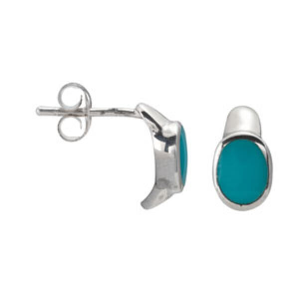 Marsala Fine Silver Plated Turquoise Stud Earrings - image 