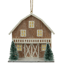 Northlight Lighted Rustic Brown House Christmas Ornament