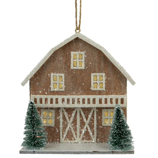 Northlight Lighted Rustic Brown House Christmas Ornament
