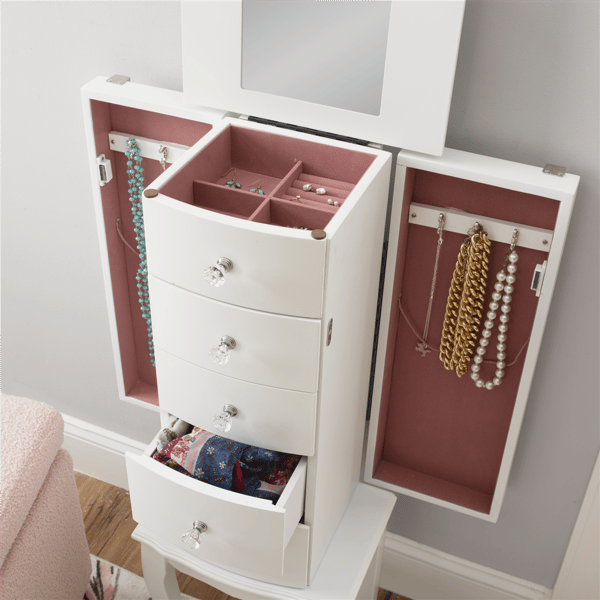 Linon Home Decor Jasmine White Jewelry Armoire