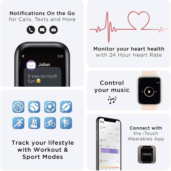 Adult Unisex iTouch Air 3 Silver Smartwatch - 500008S-4-42-B28