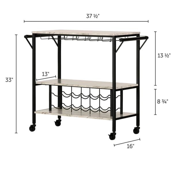 South Shore Maliza Bar Cart with Wine Bottle Storage