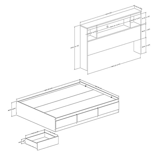 South Shore Reevo Full Mates Bed with Bookcase Headboard