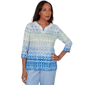 Petite Alfred Dunner Caribbean Blues Keyhole Neck Ombre Blouse - image 1