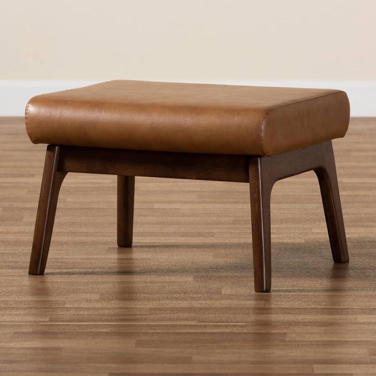 Baxton Studio Bianca Tan Faux Leather Effect Ottoman