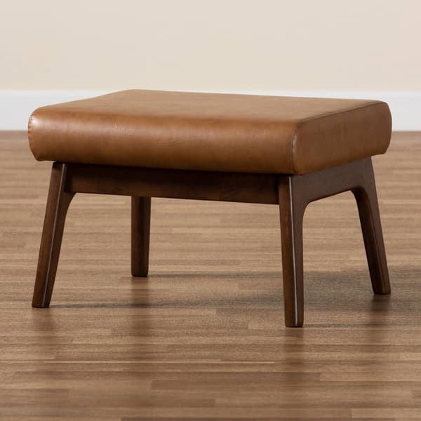 Baxton Studio Bianca Tan Faux Leather Effect Ottoman