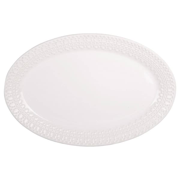 Home Essentials Pure White 14in. Oval Lace Platter - image 