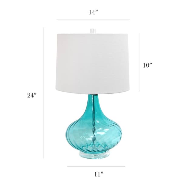 Elegant Designs Glass Table Lamp w/Fabric Shade