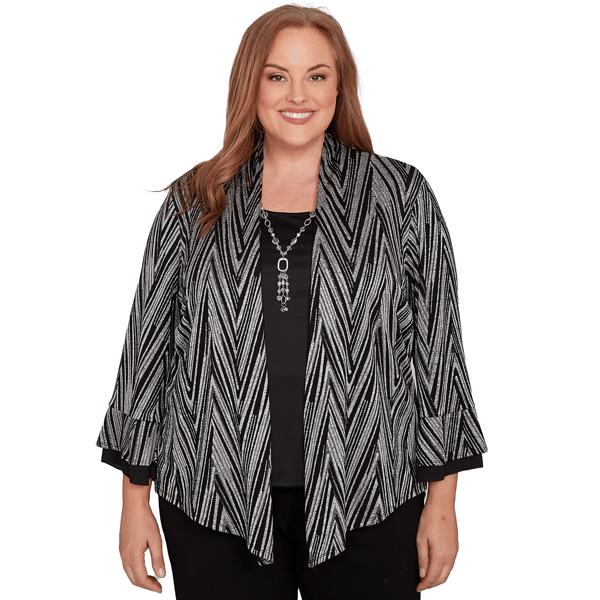 Plus Size Alfred Dunner Barcelona Metallic Chevron Two In One To - image 