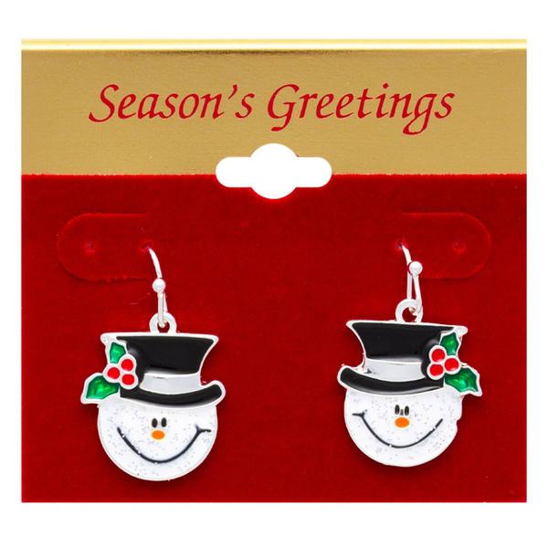 Smiling Snowman Head Earrings