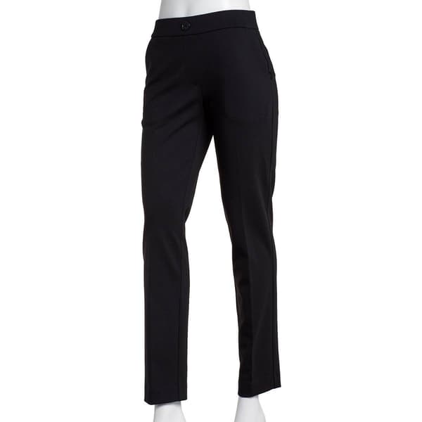 Womens Anne Klein Pull On Button Faux Fly Straight Leg Pants