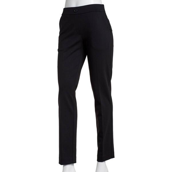 Womens Anne Klein Pull On Button Faux Fly Straight Leg Pants - image 