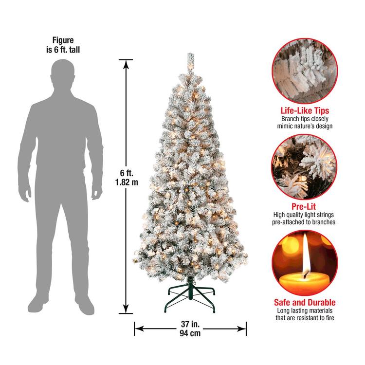 National Tree 6ft. Acacia Flocked Pre-Lit Christmas Tree