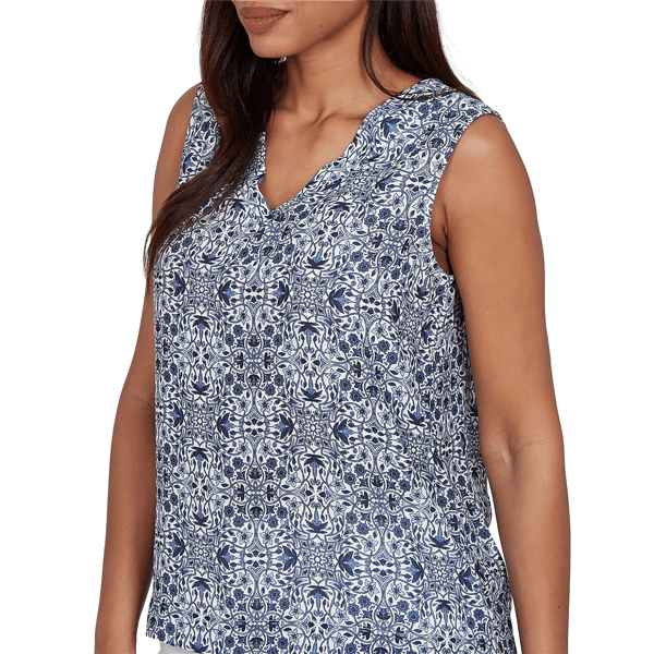 Womens Emaline Sapphire Serenade II Sleeveless Medallion Blouse