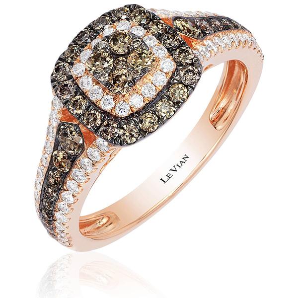 Le Vian(R) Rose Gold Brown & White Diamond Halo Ring - image 
