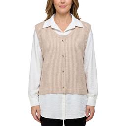 Womens Cure Rib Hacci/Airflow 2Fer Top