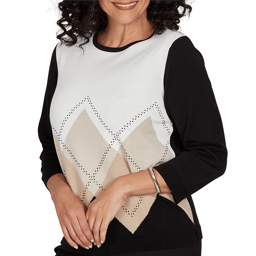 Womens Alfred Dunner Cityscape Argyle Heat Set Sweater