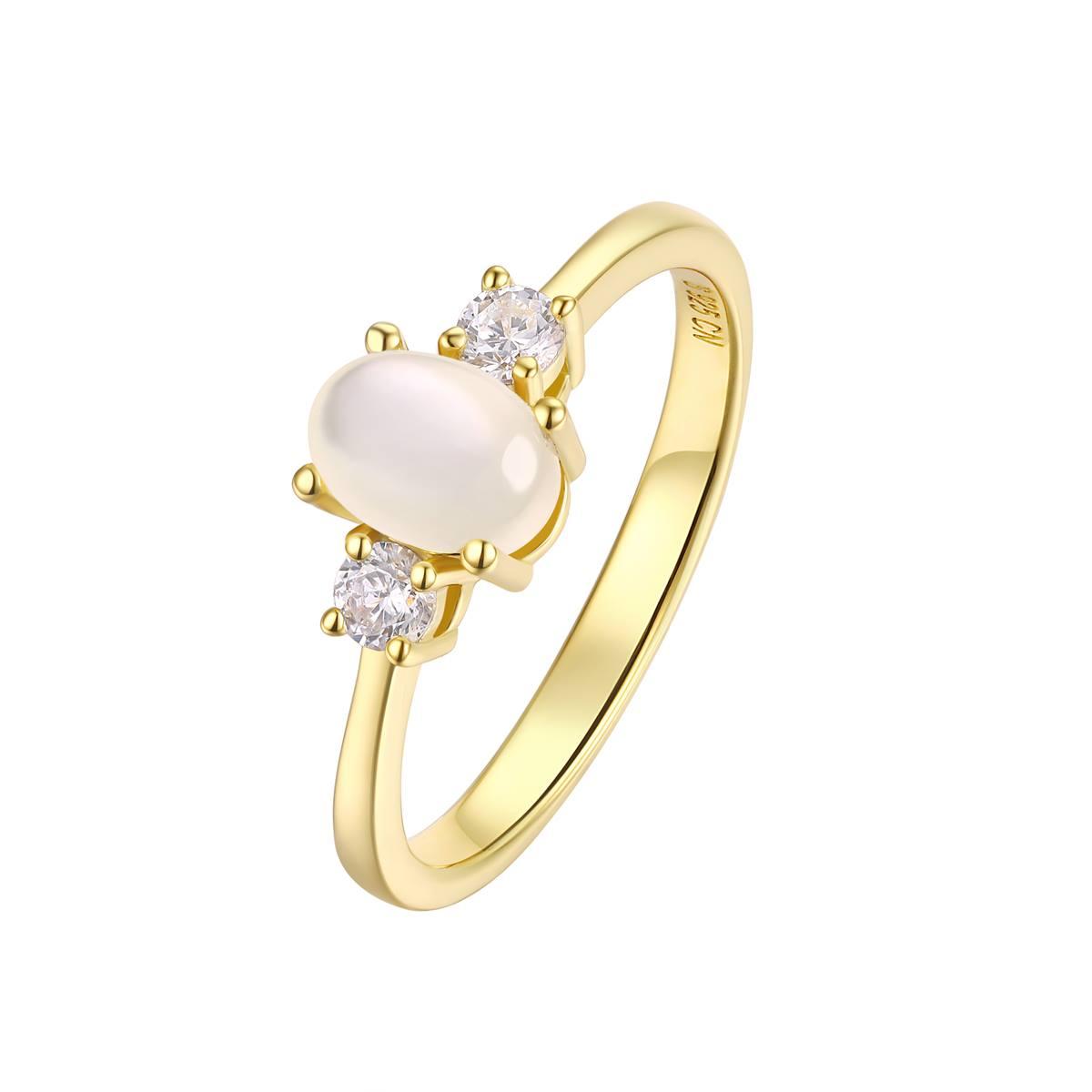 June Birthstone Mother of Pearl & CZ Ring