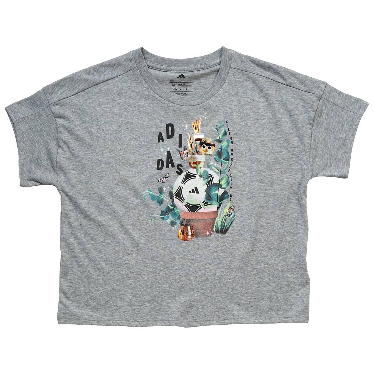 Girls (7-16) adidas® Short Sleeve Plant Heather Drop Shoulder Tee
