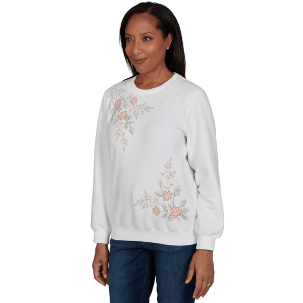 Petite Alfred Dunner Classics Floral Embroidered Sweatshirt