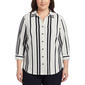 Plus Size Cure 3/4 Sleeve Rib Textured Button Front Plaid Shirt - image 1