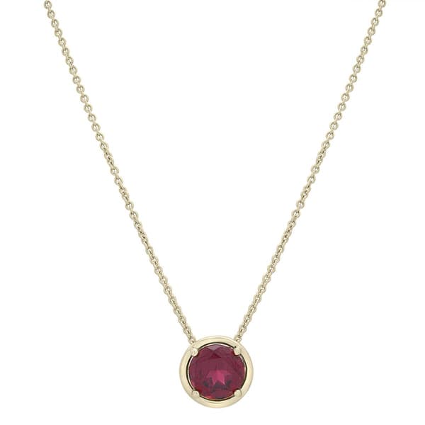 Gold Plated Lab Grown Ruby Center Stone Pendant Necklace - image 