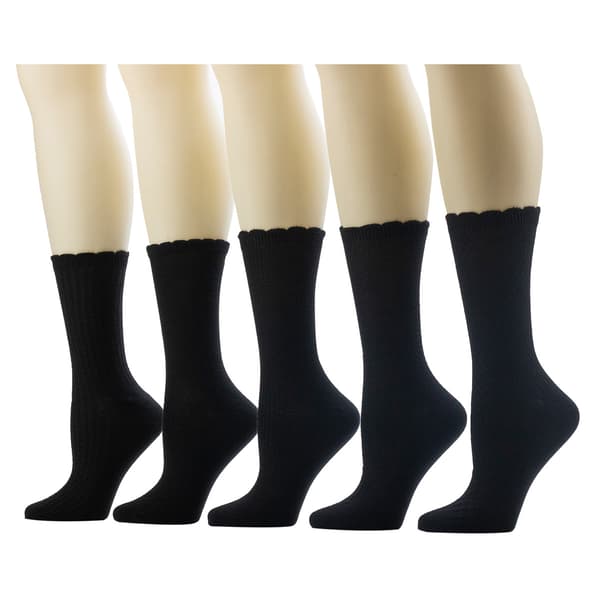 Womens Cuddl Duds 5pk. Scallop Crew Socks