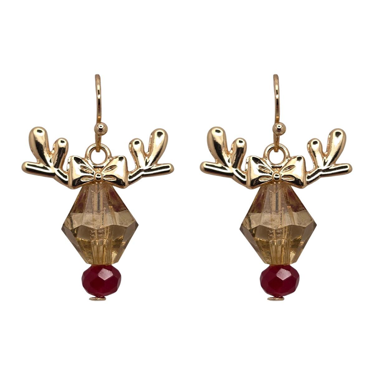 Beaded Reindeer Antlers Drop Earrings