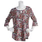 Womens Notations 3/4 Ruffle Sleeve Print Keyhole Jacquard Top - image 1